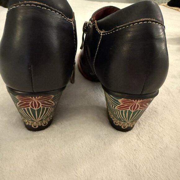 L'Artiste Zami Bootie Black Multi Color Ankle Boots Eu 38 U.S. 7.5/8 Boho Artsy - Picture 6 of 13